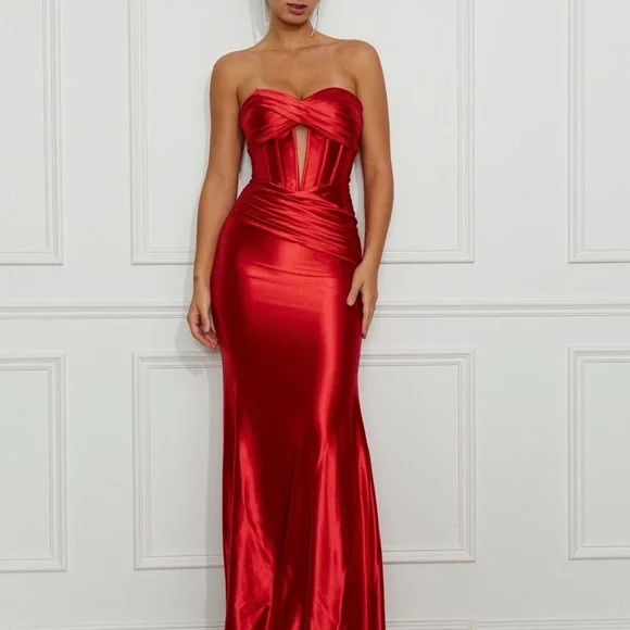NEW STRAPLESS satin prom dress size 2 - Picture 1 of 4